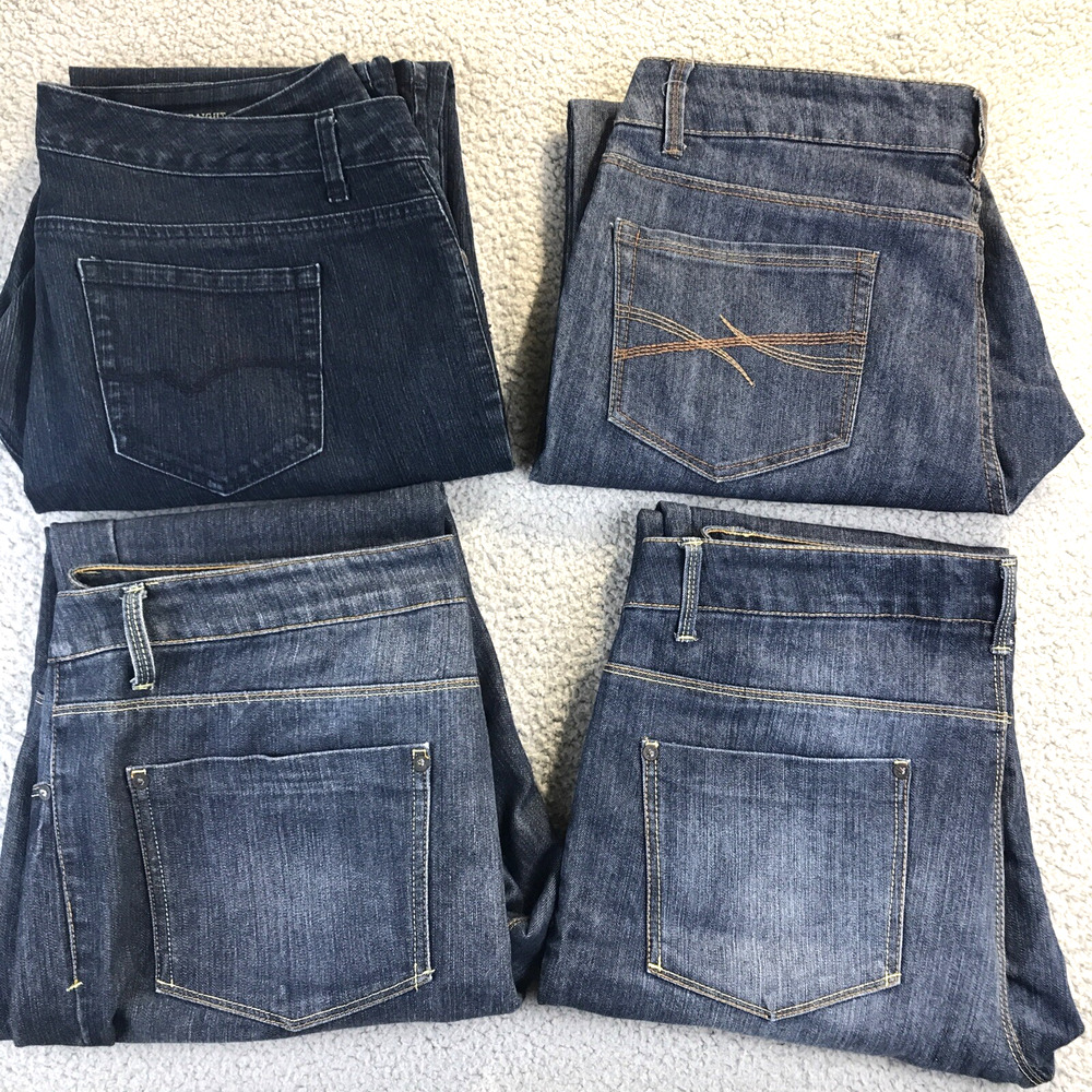 Lot Of 4 Womens Denim Jeans, Capris Size 14-16 Straight Leg Faded Glory, Sonoma